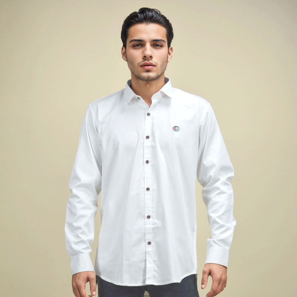 Gucci Embroidered logo White Premium Luxury Shirt-1