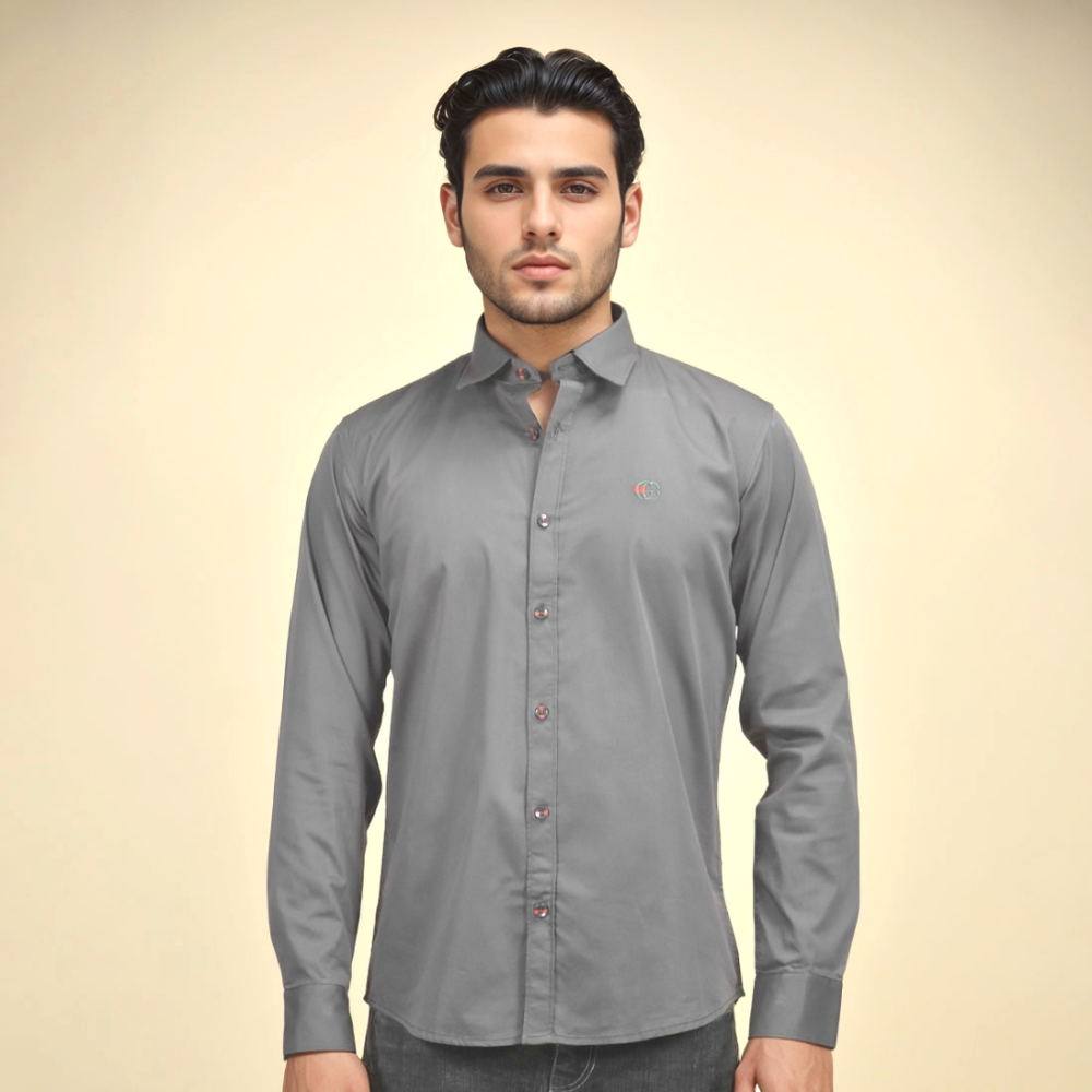 Gucci Embroidered logo Dark Grey Premium Luxury Shirt-1