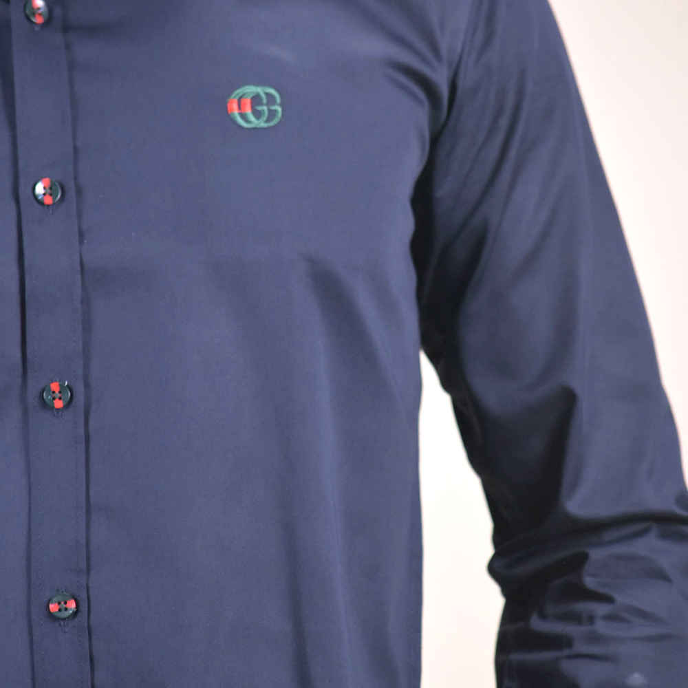 Gucci Embroidered logo Blue Premium Luxury Shirt-4