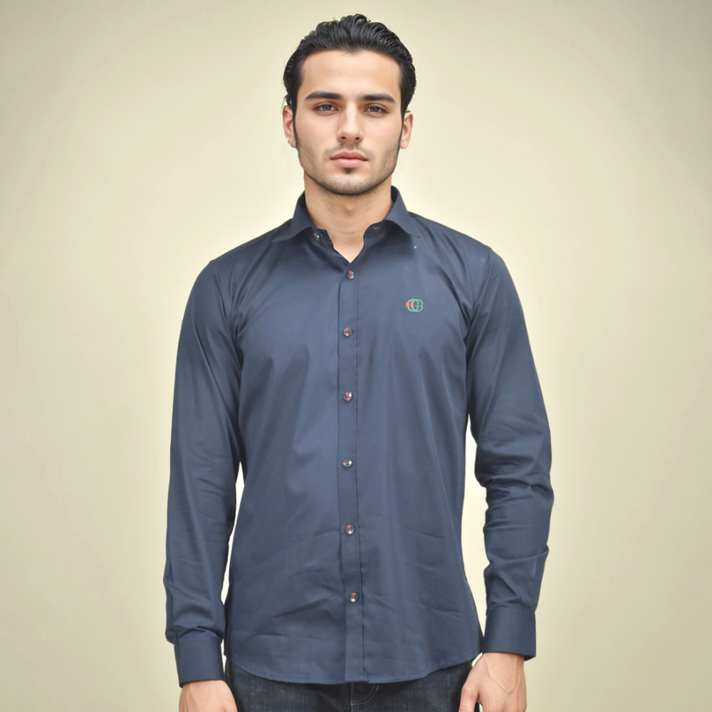 Gucci Embroidered logo Blue Premium Luxury Shirt-1