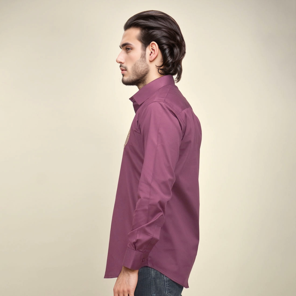 Versace Medusa Embroidered Wine Premium Shirt-2