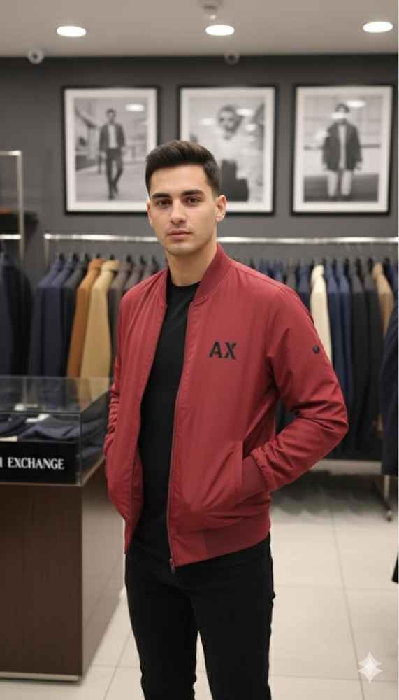 Armani Exchange Wine Premium Quality Bomber Jacket-1