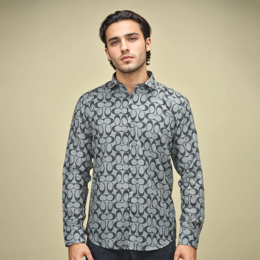Coach Monogram Printed Grey Premium Shirt-1