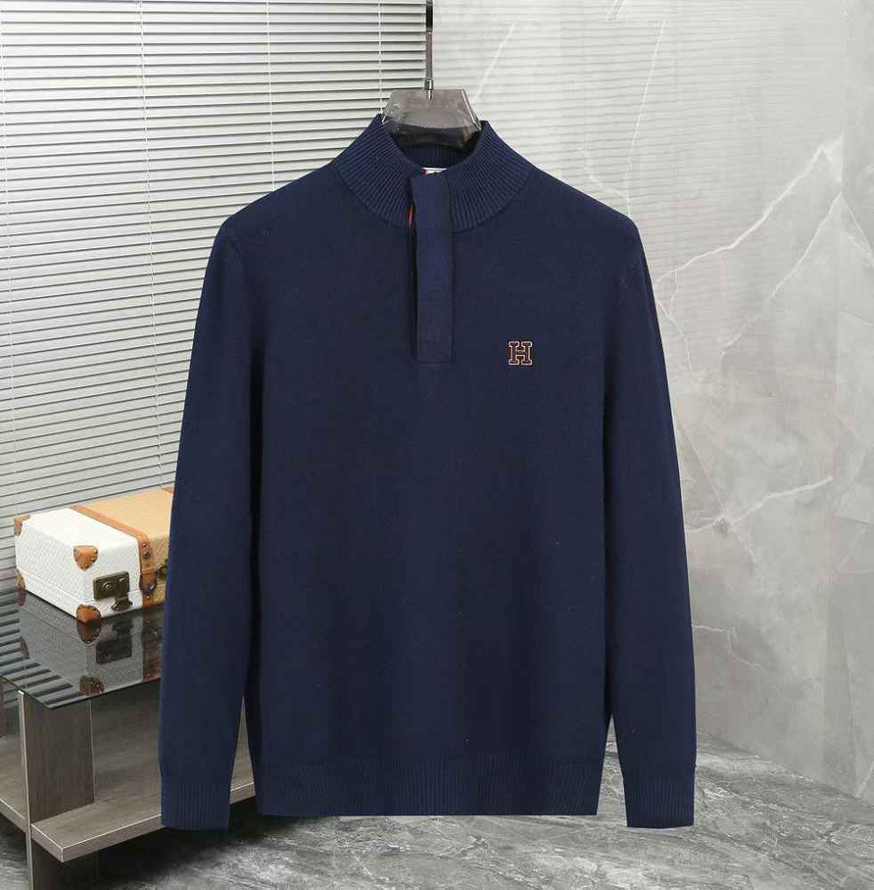 Hermes Blue High-End Authentic Quality Pullover-thumb-0