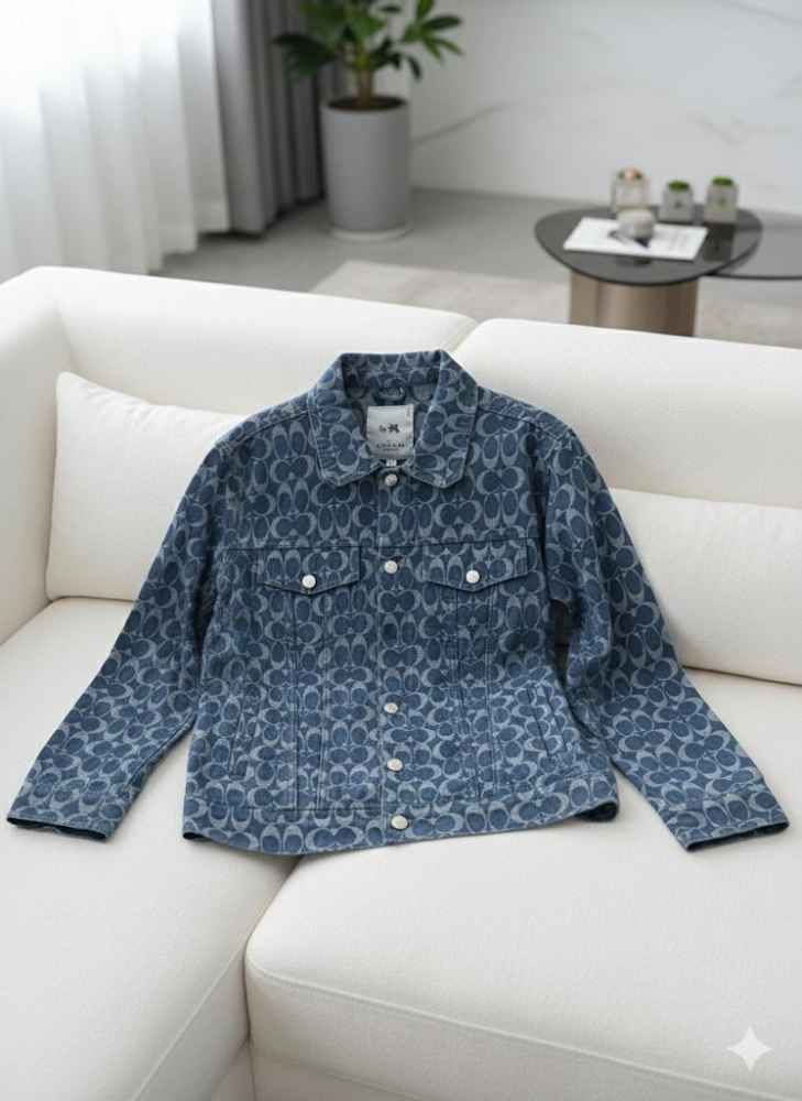 Coach Oblique Blue Premium Quality Denim Jacket-3