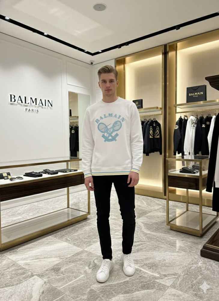 Balmain White Premium Quality Sweatshirt-thumb-0