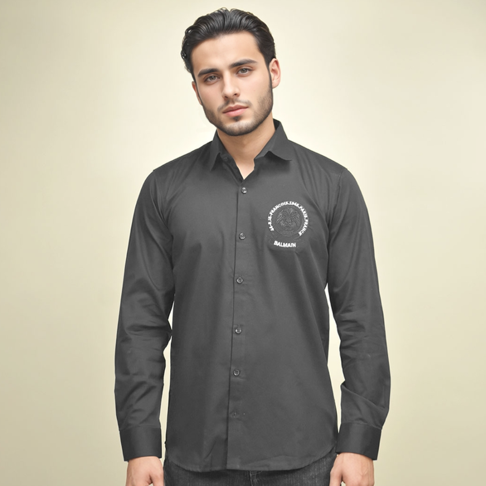 Balmain Embroidered logo Black Premium Shirt-1