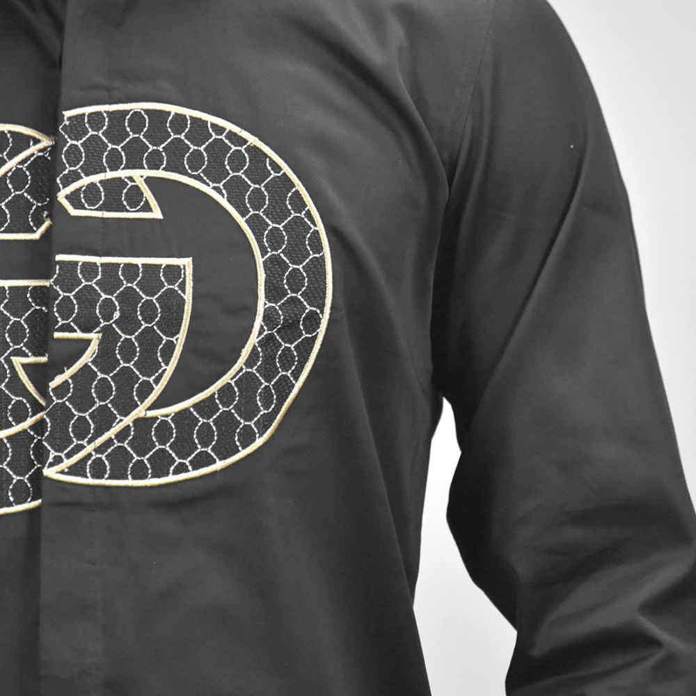 Gucci Embroidered logo Black Luxury Shirt-4