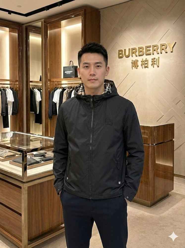 Burberry Black Leather Premium Quality Zipper-1