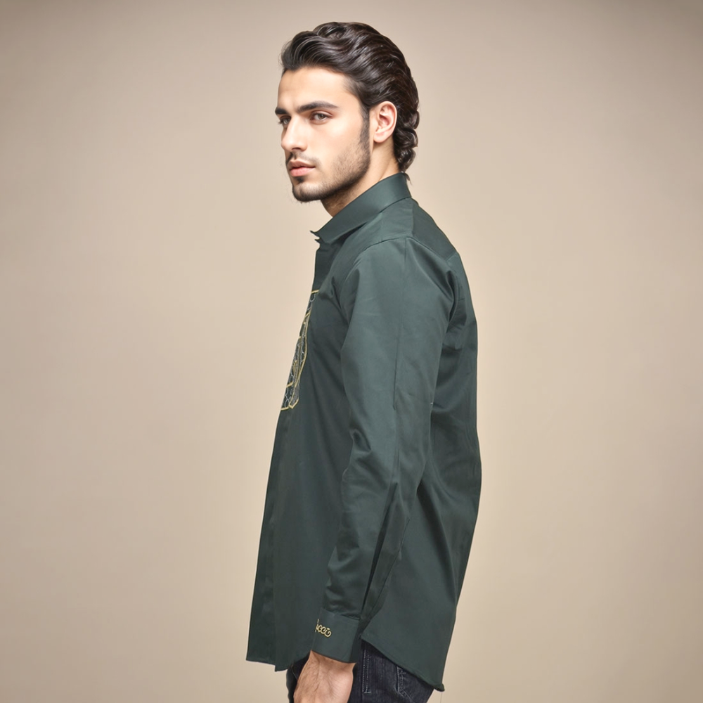 Gucci Embroidered logo Green Luxury Shirt-2