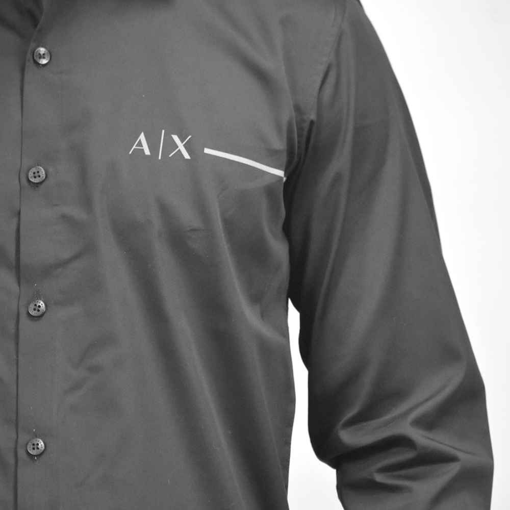 Armani Exchange Pipe logo Black Premium Shirt-thumb-4