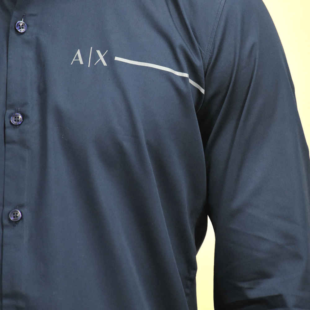 Armani Exchange Pipe logo Navy Blue Premium Shirt-4