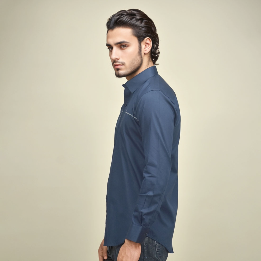 Armani Exchange Pipe logo Navy Blue Premium Shirt-2