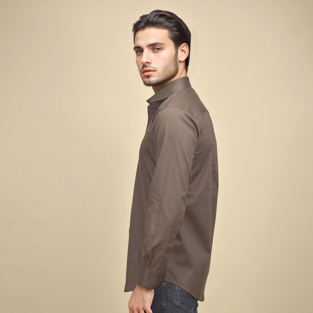 Balmain Brown Premium Luxury Cotton Shirt-2
