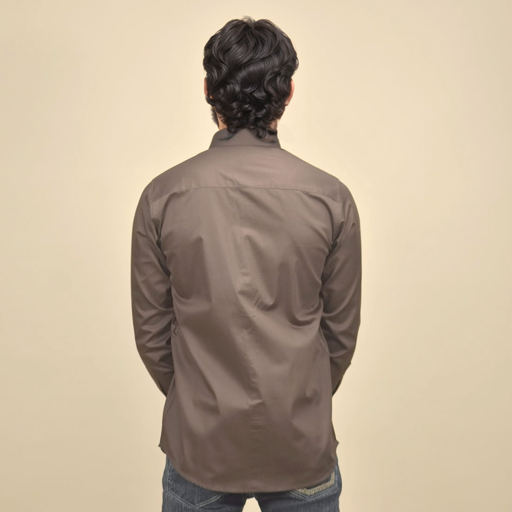 Balmain Brown Premium Luxury Cotton Shirt-3