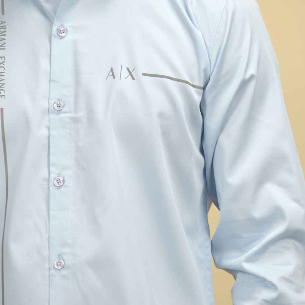Armani Exchange Pipe logo Sky Blue Premium Shirt-4