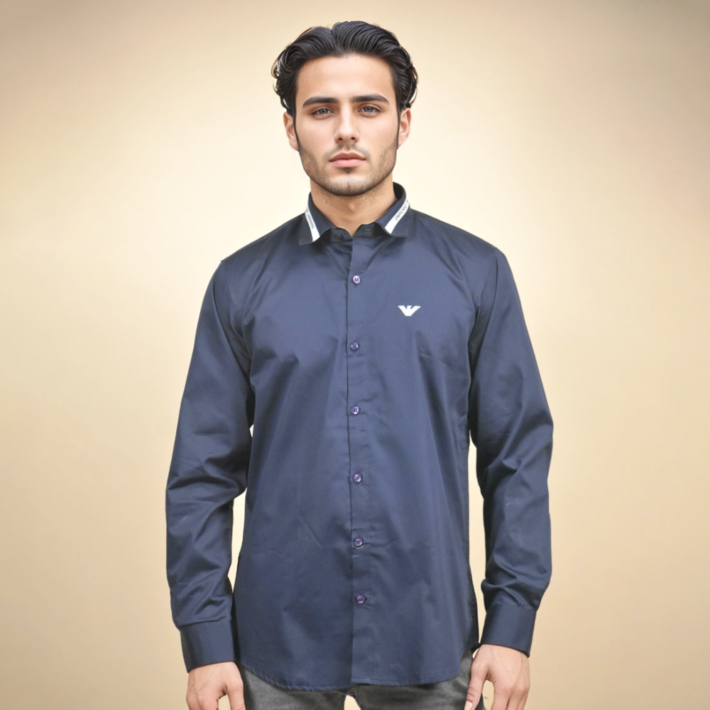 Emporio Armani Navy Blue Premium Cotton Shirt-1