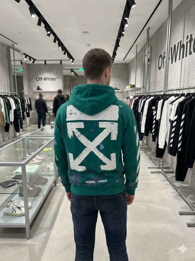 Off White Green Premium Quality Hoodie-thumb-1