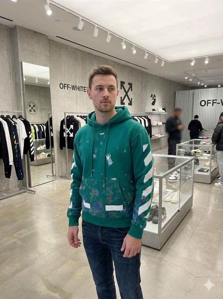 Off White Green Premium Quality Hoodie-thumb-2