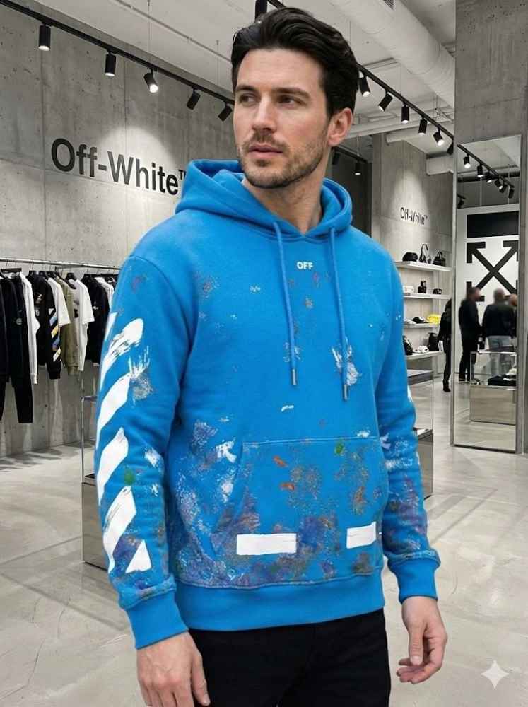 Off White Blue Premium Quality Hoodie-thumb-2