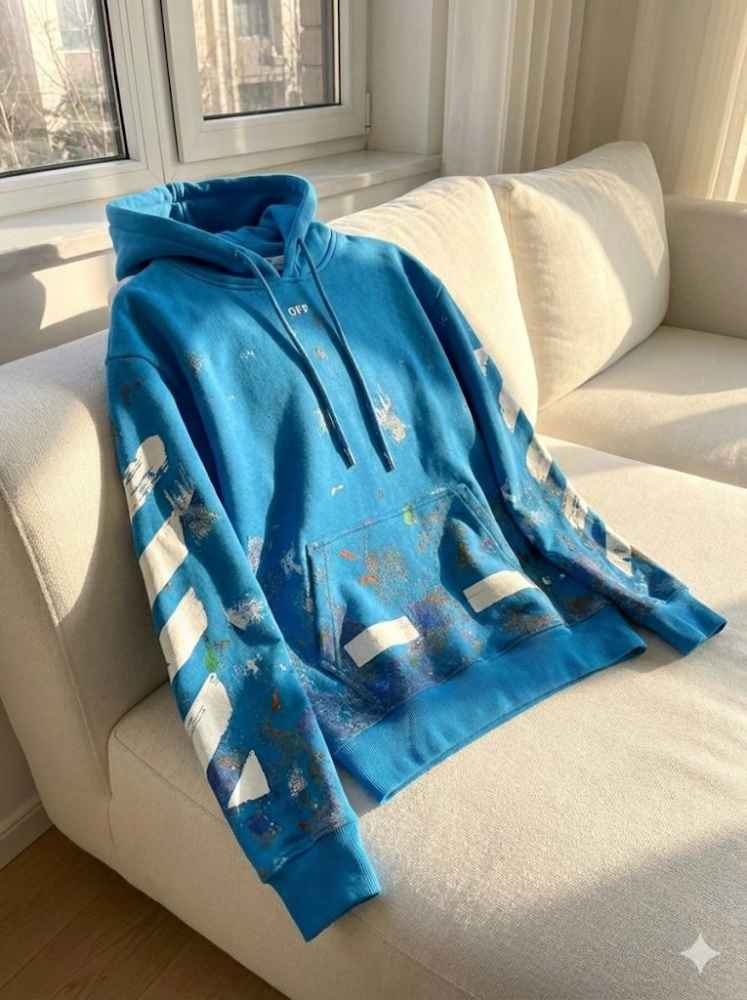 Off White Blue Premium Quality Hoodie-thumb-3