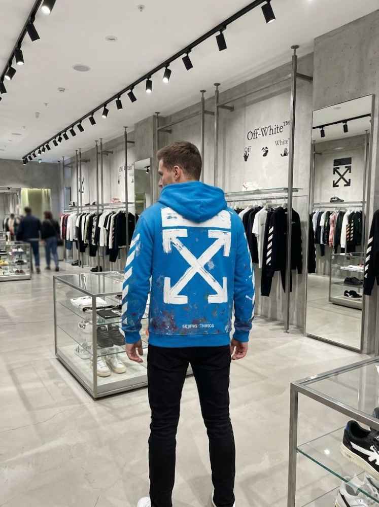 Off White Blue Premium Quality Hoodie-thumb-1