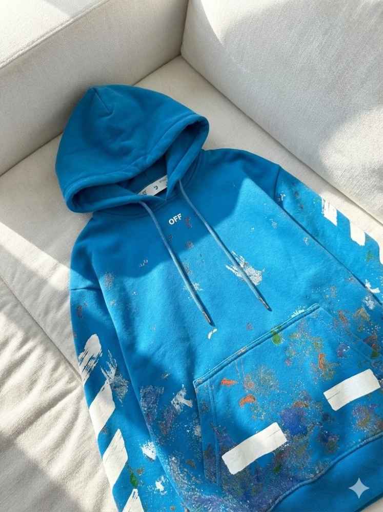 Off White Blue Premium Quality Hoodie-thumb-4