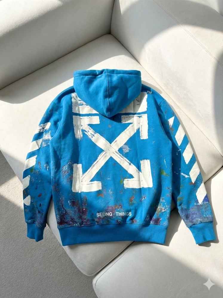 Off White Blue Premium Quality Hoodie-thumb-5