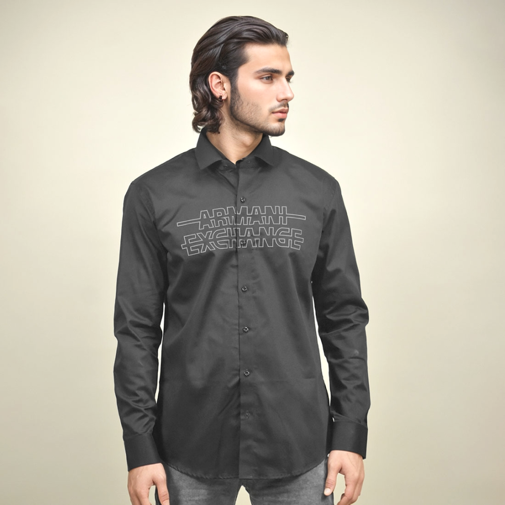 Armani Exchange Printed Black Premium Shirt-1