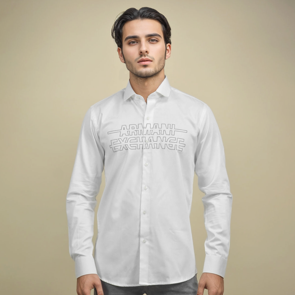 Armani Exchange Printed White Premium Shirt-1