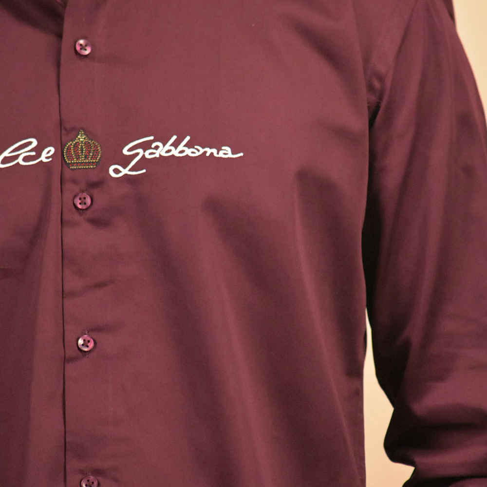 Dolce & Gabbana Wine Premium Cotton Shirt-4