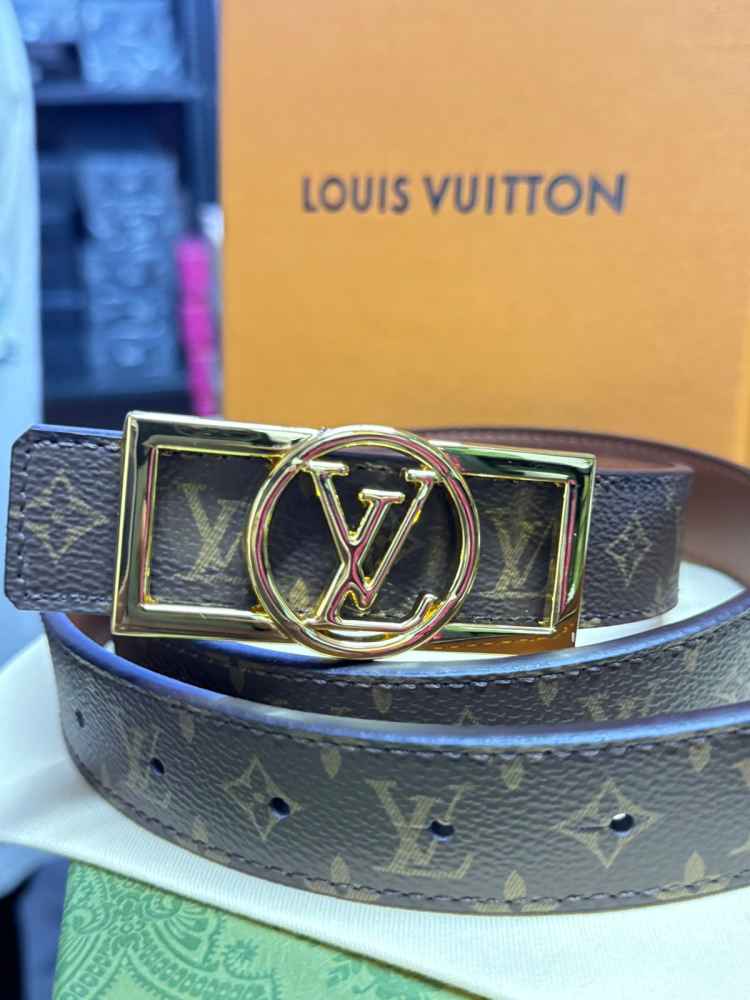 Louis Vuitton Brown & Golden Premium Quality Belt-3