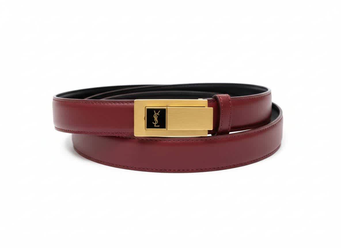 Ysl Red & Golden Premium Quality Belt-thumb-0