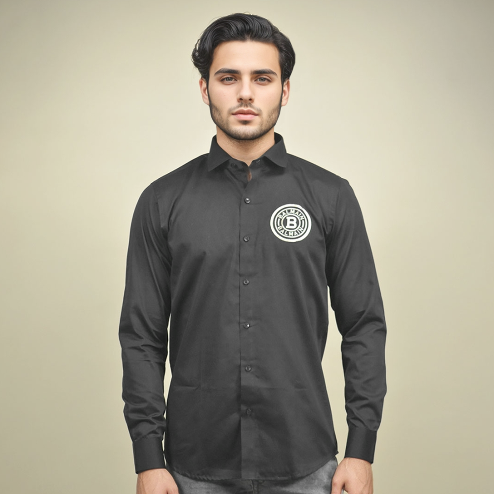 Balmain logo Print Black Premium Shirt-thumb-1