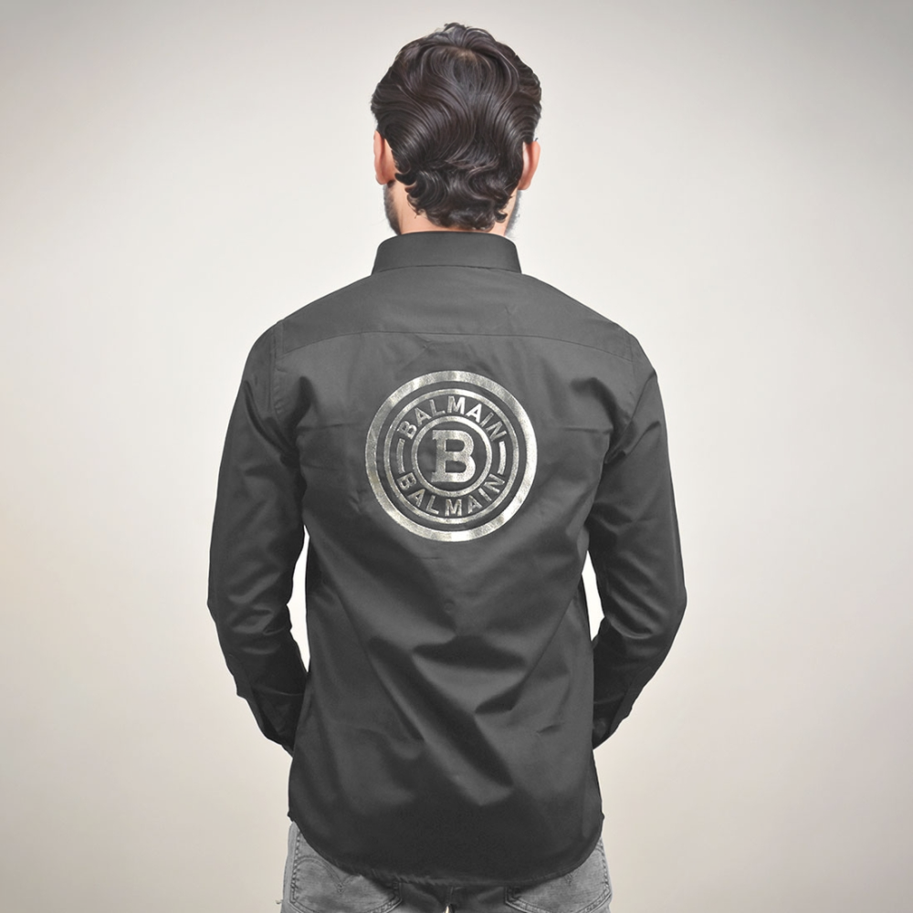 Balmain logo Print Black Premium Shirt-thumb-3