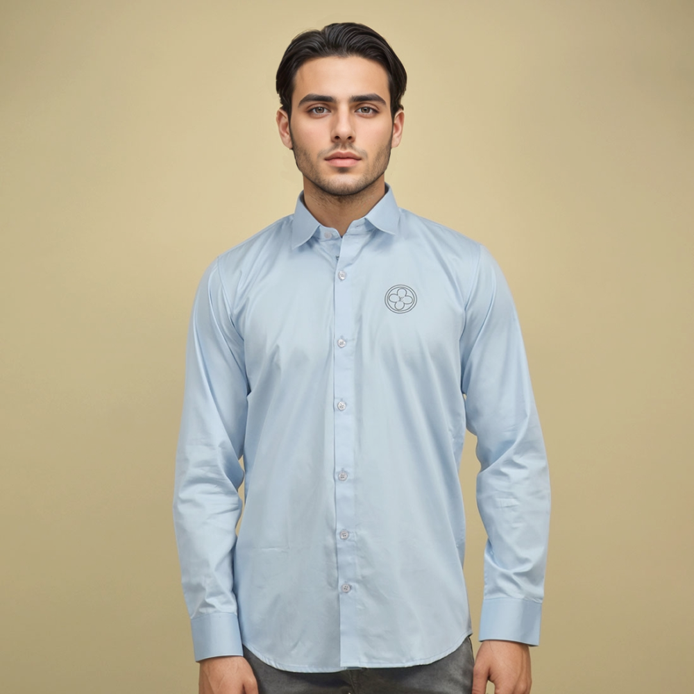 Louis Vuitton Sky Blue Premium Quality Shirt-1