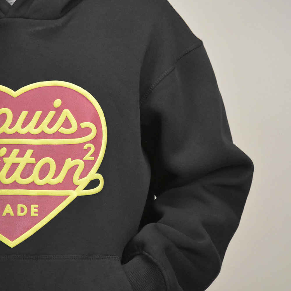 Louis Vuitton Heart Print Black Premium Hoodie-thumb-4
