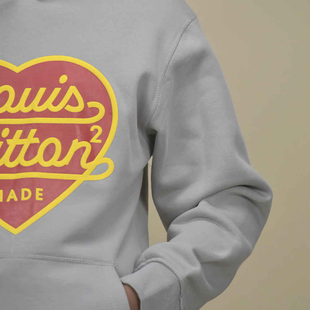 Louis Vuitton Heart Print Grey Premium Hoodie-4