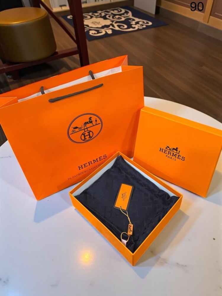 Hermes Premium Quality Blue Woollen Reversible Stole-thumb-1