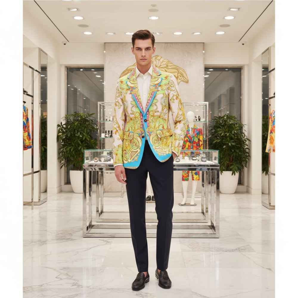 Versace Imported Yellow Premium Quality Blazer-4