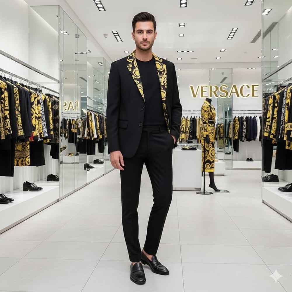Versace Imported Black Premium Quality Blazer-thumb-1