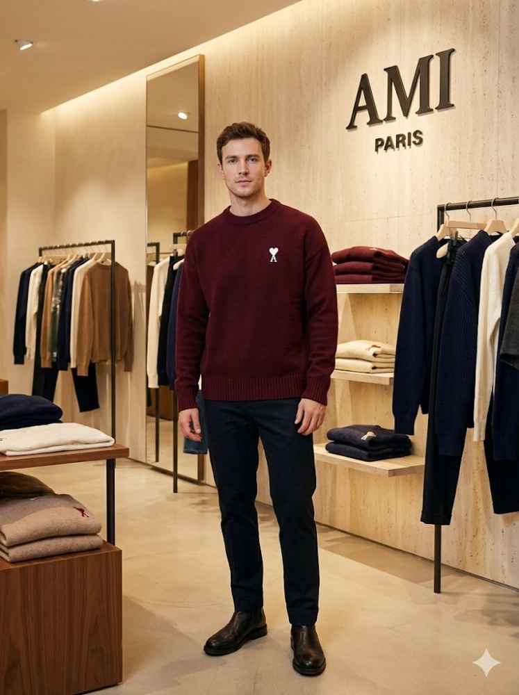 Ami Paris Maroon Premium Quality Luxury Sweatshirt-1