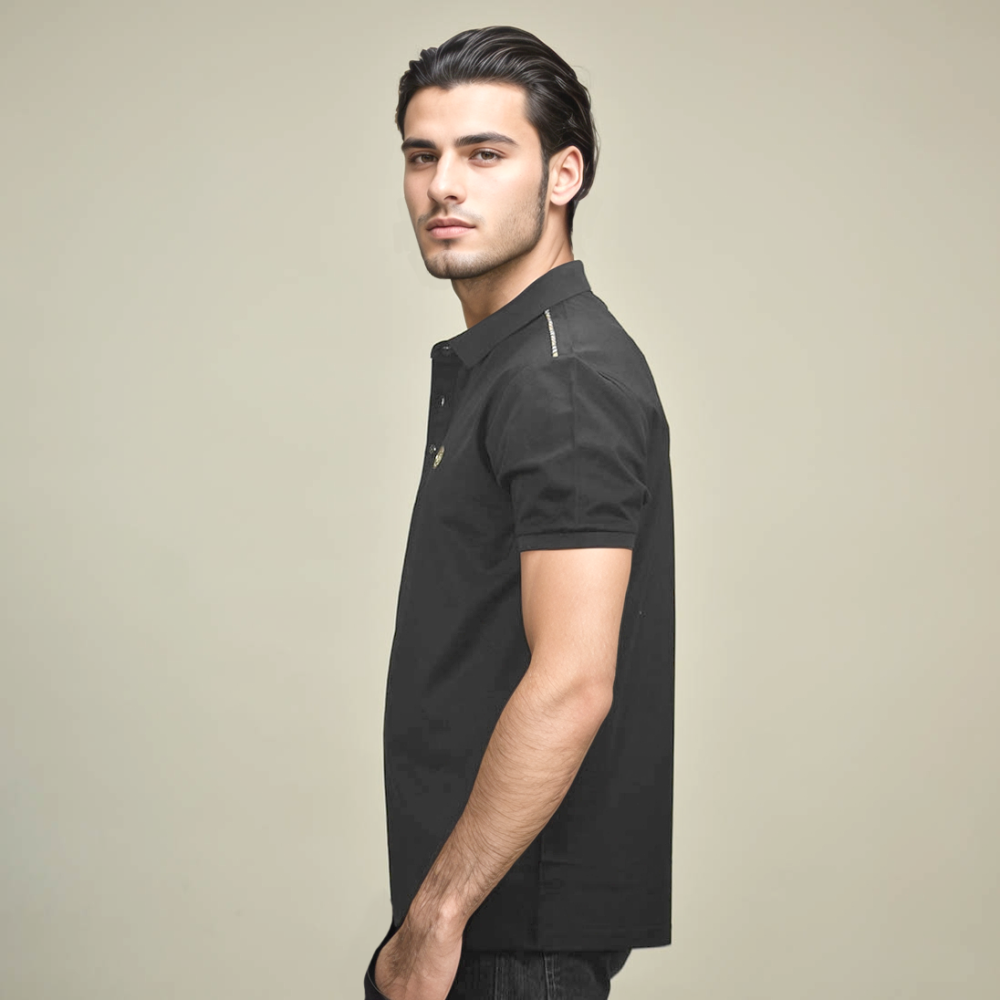 Burberry Black Premium Quality Polo T-shirt-thumb-2