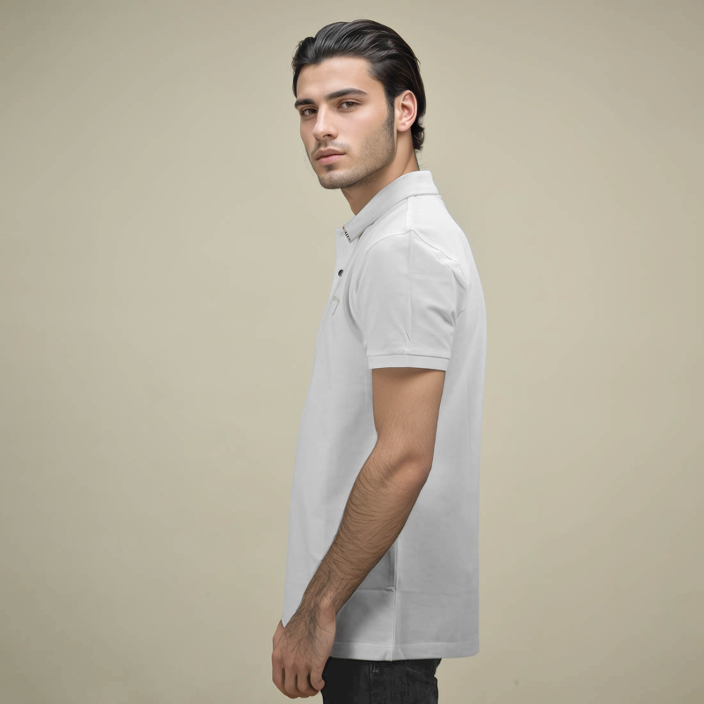 Burberry White Premium Quality Polo Tees-thumb-2