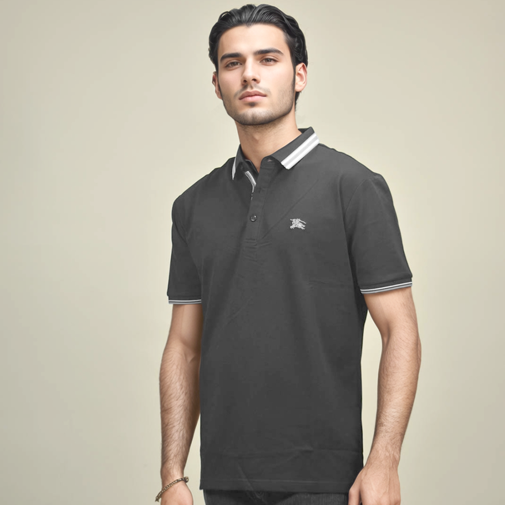 Burberry Embroidered logo Black Premium Quality Polo T-shirt-thumb-0