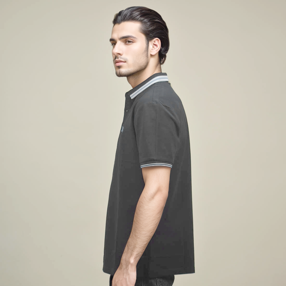 Burberry Embroidered logo Black Premium Quality Polo T-shirt-thumb-2