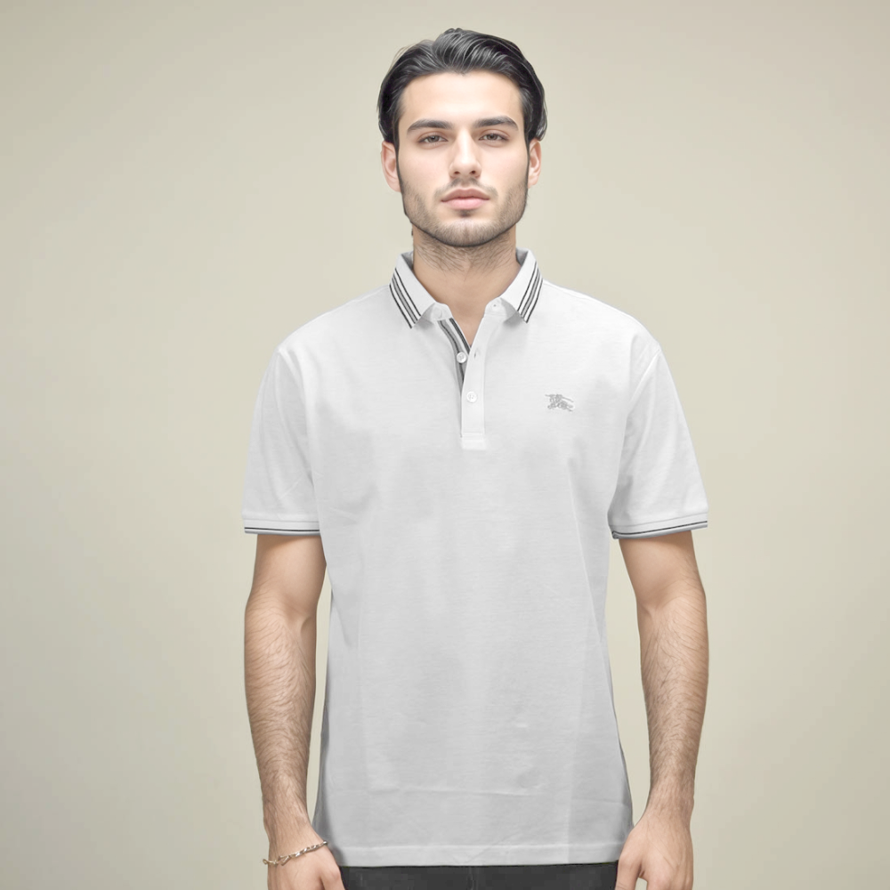 Burberry Embroidered logo White  Premium Quality Polo T-shirt-1