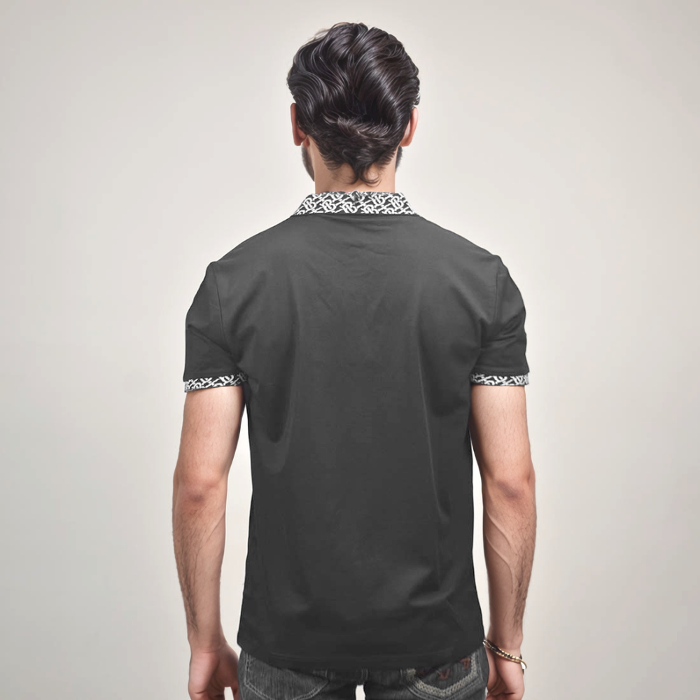 Burberry Black Premium Quality Polo Cotton T-shirt-thumb-3