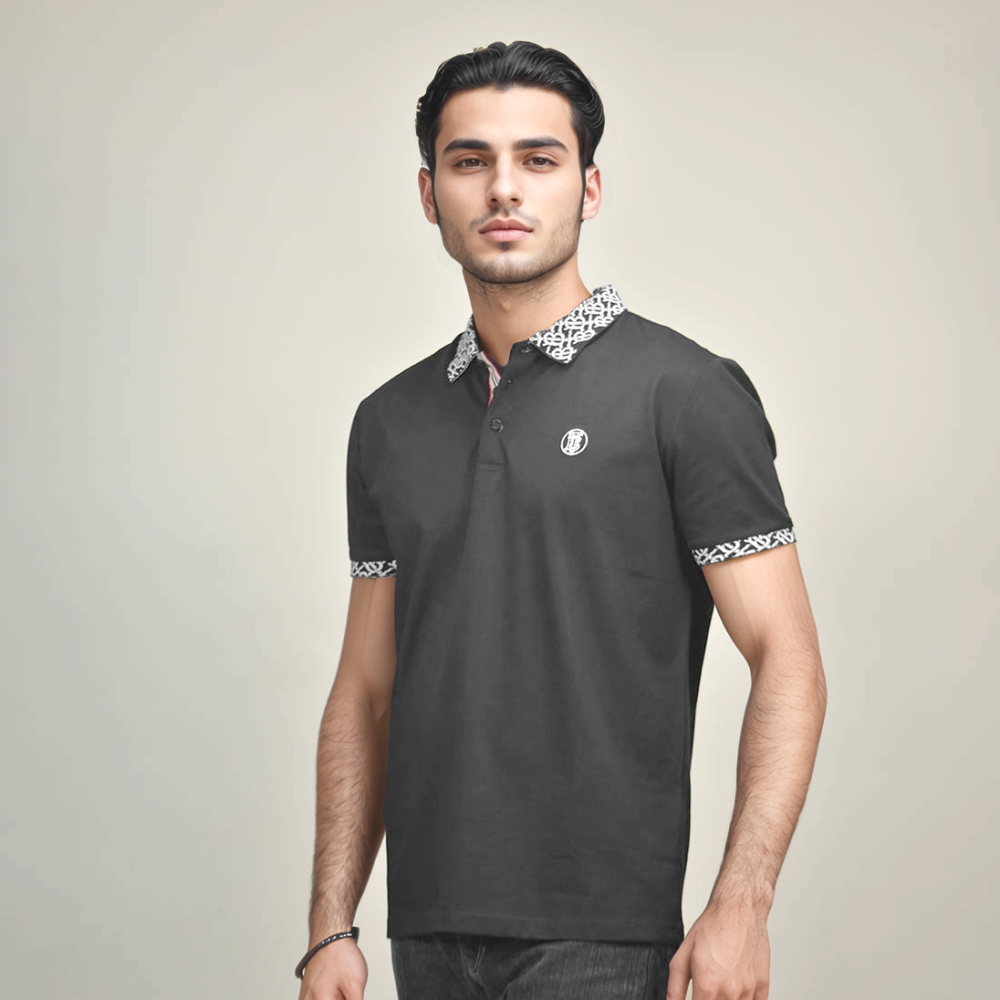 Burberry Black Premium Quality Polo Cotton T-shirt-thumb-0