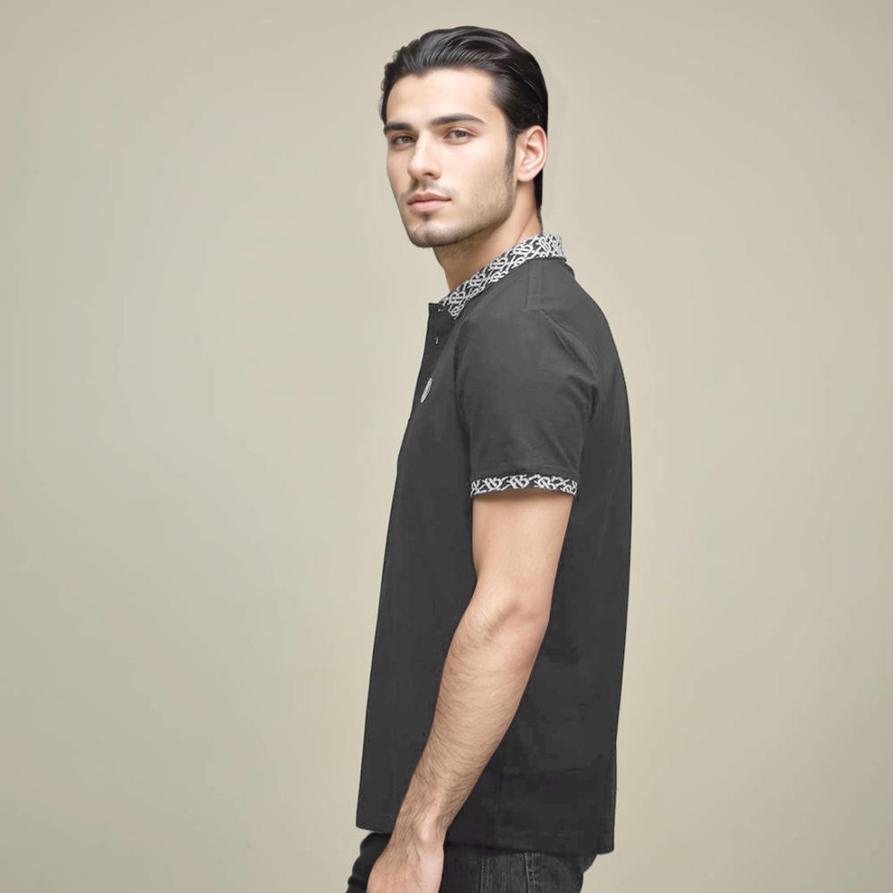 Burberry Black Premium Quality Polo Cotton T-shirt-thumb-2